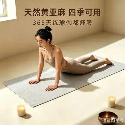 【Впитывает пот, не липнет】 Натуральный льняной коврик для йоги, нескользящий, износостойкий, шумопоглощающий коврик для йоги и фитнеса, в наличии - 2