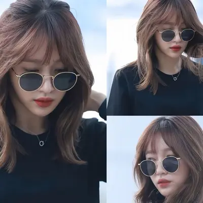Neue retro Sonnenbrille mit goldenem Rundrahmen für Damen, literarischer Stil, kleiner Rahmen, Sonnenbrille für Herren, individueller Trendlook, UV-Schutz Brille