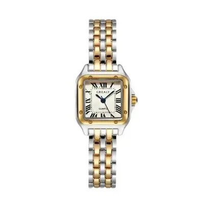 Damen-Quarzuhr quadratisches Design Diamantmuster Stahlband - 11