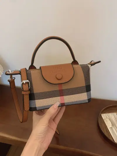 Damen-Handtasche mit Karomuster 2026, Umhängetasche - 4