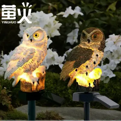 太阳能猫头鹰灯树脂灯led装饰景观灯 跨境户外花园装饰草坪地插灯