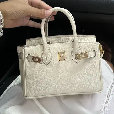 Platintasche mit Litschi-Muster, große Damen-Schultertasche, 25/30 cm - 12