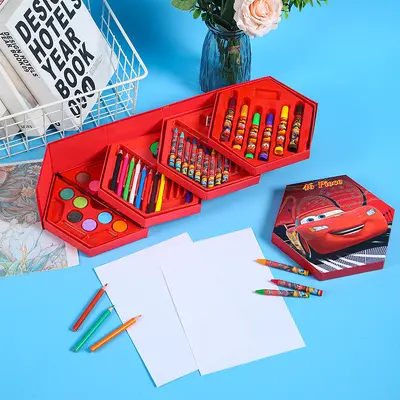 46-Piece Children's Art Set with 4-Layer Box and Colored Pencils - 2
