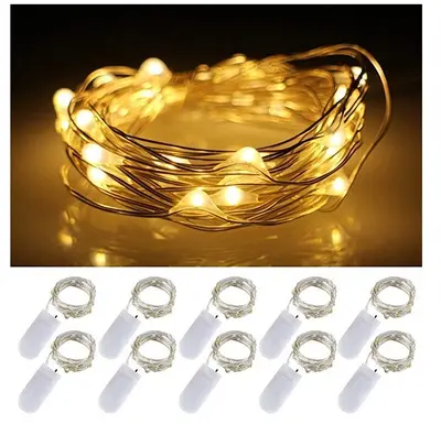 LED-Kupferdraht-Lichterkette, Knopfzelle, Weihnachtsdeko - 12