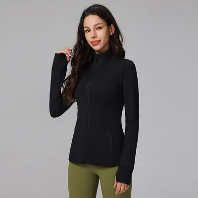 Define Long Sleeve Women's Yoga Top, Stand Collar, Thick Fabric - 13