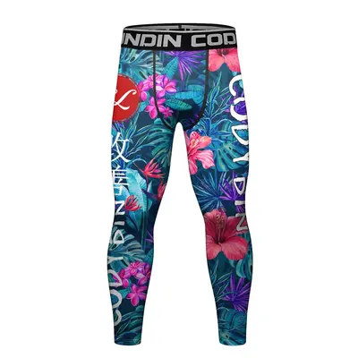 Men's Fitness Compression Pants, 3D Print, Quick-Dry - 9