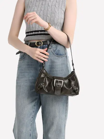 2026 Spring/Summer Women's PU Leather Underarm Bag, Single-Shoulder Handbag - 3