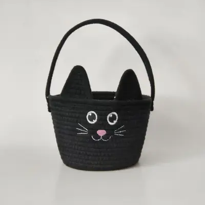 Children's Halloween Storage Basket with Cotton Rope Handle, Portable Toy Bin - 9