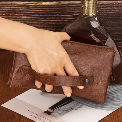 2024 Men's Wallet and Clutch Bag with Multiple Card Slots, Zipper and Snap Closure - 2
