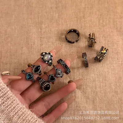Vintage adjustable ring ethnic retro style - 4