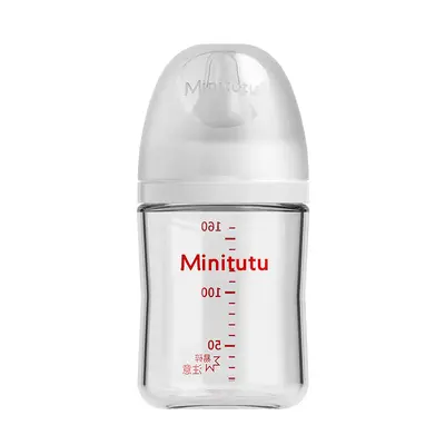 Minitutu Newborn Baby Wide-Neck Anti-Colic Anti-Choke Glass Baby Bottle Newborn Feeding Bottle Wholesale