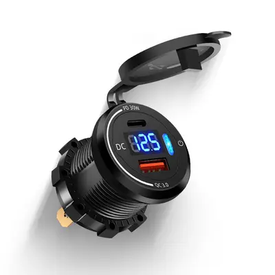 120W 4-Port Super Fast Car Charger with Digital Display - 12
