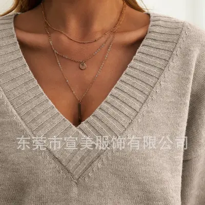 Damen-Strickpullover mit V-Ausschnitt, locker geschnitten