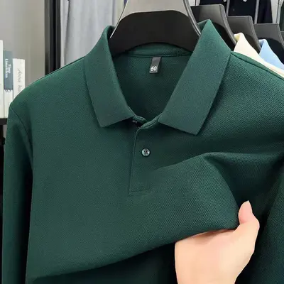 100% Cotton Men's Long Sleeve Polo Shirt, Embroidery Ready