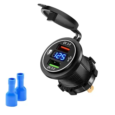 Car Motorcycle USB Charging Port 12V Cigarette Lighter Adapter Modified Vehicle Fast Charger Electric Vehicle Mobile Phone Charger - 9