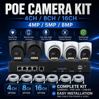 4/8/16CH POE Security Camera System CCTV Kit 监控摄像头套装