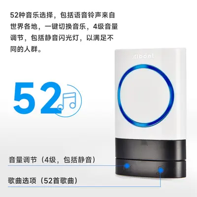 Wireless Doorbell 200m Range 1 Transmitter 2 Receivers with Music - 3