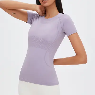 Seamless Breathable Short Sleeve Yoga T-Shirt - 9