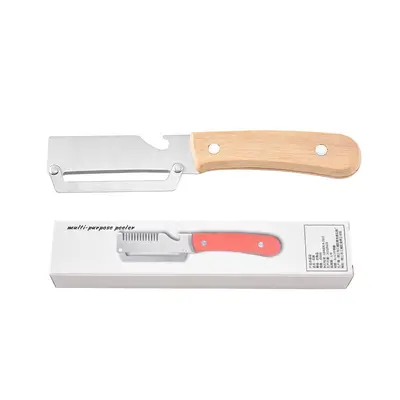 Multifunctional kitchen vegetable slicer and peeler wooden handle - 12