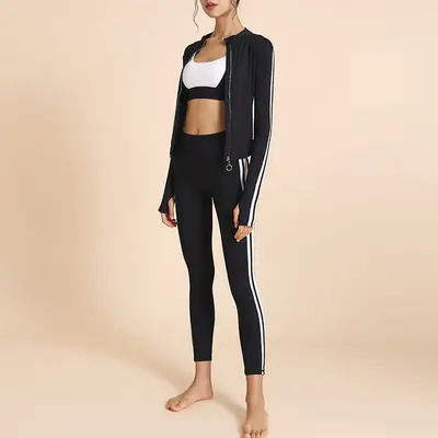 Women's Three-Piece Yoga Set Bra Top and Leggings Shockproof Butt-Lifting - 7