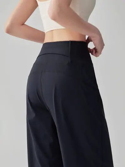 Kadın Bol Paça Yoga Pantolonu, Yüksek Bel, Hızlı Kuruyan Sonbahar Kış Spor Pantolon