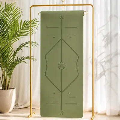 Kokos Lifli Yoga Matı PU 80cm Kaymaz Pozisyon Çizgili - 8
