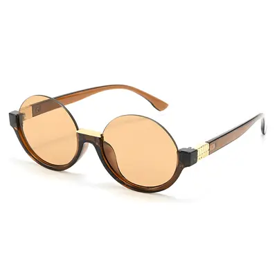 Unisex Oval Half-Frame Sunglasses with UV Protection - 2