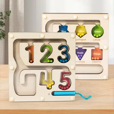 磁性数字走珠迷宫玩具幼儿童运笔吸铁早教益智力逻辑思维训练游戏