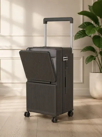Wide Trolley Suitcase, Large Capacity, Front Opening, Shock-Absorbing - 4