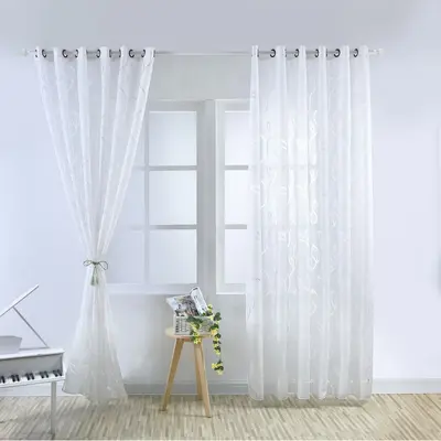 Hollow-Cut Leaf Pattern Ready-Made Curtain for Living Room and Bedroom - 10