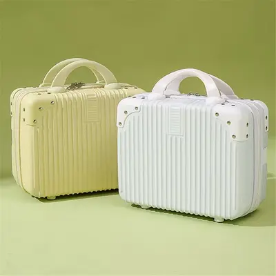 Retro suitcase 14 inch cosmetic bag small suitcase mini souvenir small lightweight password box travel box