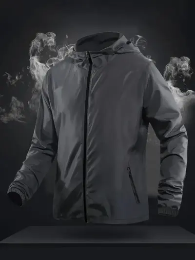 Men's Plus-Size Hooded Windproof Running Jacket, Loose Fit - 7