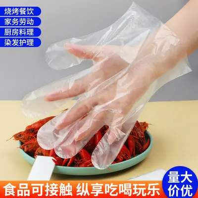 Individually Packed Disposable Transparent Plastic Gloves, Food-Grade