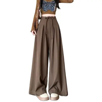 Women's High-Waist Wide-Leg Suit Trousers, Loose Relaxed Fit