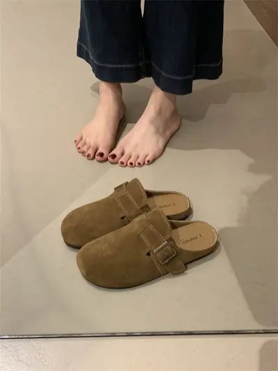 Women's Retro Mule Slippers, Slip-On, Soft Sole, Non-Slip, Closed Toe - 9