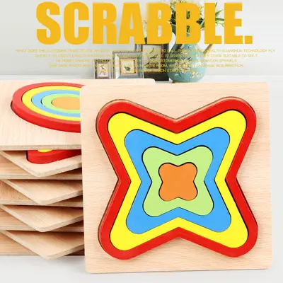 Ahşap geometri puzzle oyuncak, erken eğitim el tutuş panosu