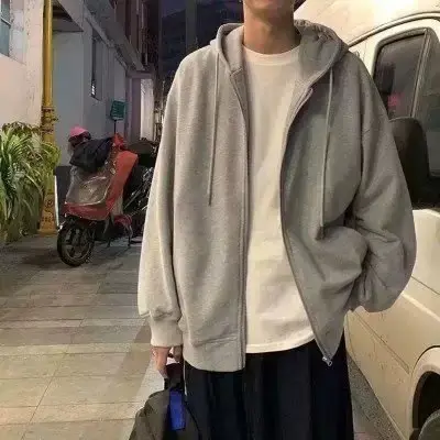 Unisex Fleece-Strickjacke mit Reißverschluss, lockerer Kapuzenpullover - 7