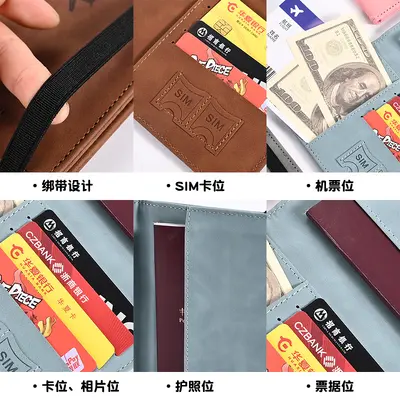 PU-Leder Reisepass-Brieftasche mit RFID-Schutz