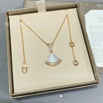 Fan kolye, sedef/akik, taşlı, 18K kaplama, lüks - 7