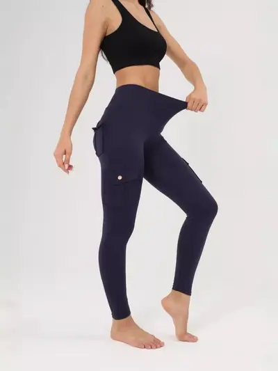 Breathable Hip-Lifting Yoga Leggings with Button Pocket, Brushed Bare-Feel Fabric - 4