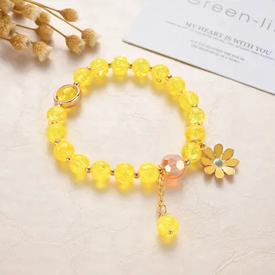 Kadınlar için sınır ötesi sıcak satış küçük papatya patlama bilezik, çok yönlü üst düzey pembe kristal ayçiçeği kristal bilezik Yiwu el takıları