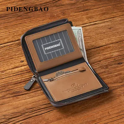 Erkek Cüzdanı Dikey Model Fermuarlı Bozuk Para Bölmeli Retro - 3