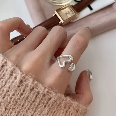 925er Silber asymmetrischer geometrischer Ring für Zeigefinger - 7