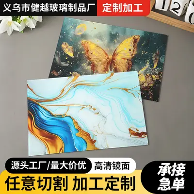 UV Printed Art Glass Decorative Wall Art Butterfly Pattern