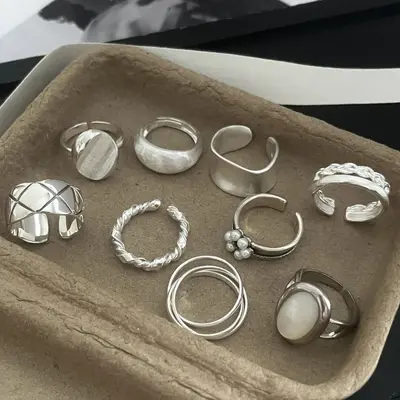 春季新款素圈925纯银戒指女小众高级感设计简约轻奢ins风开口指环 - 5