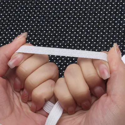 Wide Flat Elastic Band, Black and White, for Baby Clothing - 4