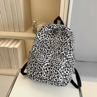 Printed Canvas Backpack for Students, Unisex Schoolbag, Outdoor Travel Bag - 9