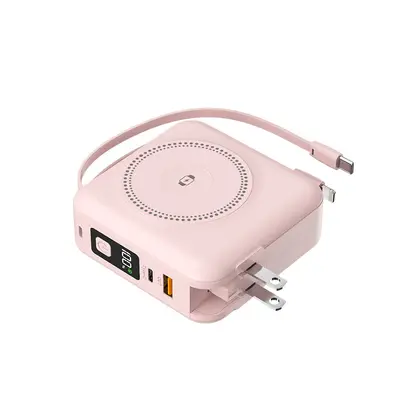 Magnetic Wireless Power Bank 15000mAh with Built-in Cable, US Plug - 10