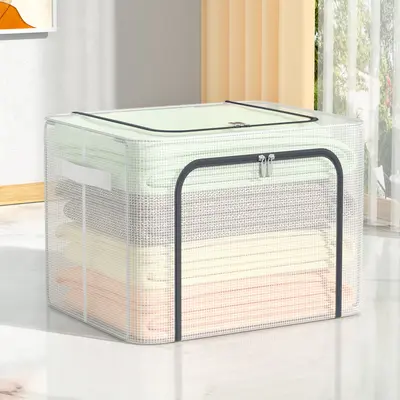 Foldable steel frame clothing storage box