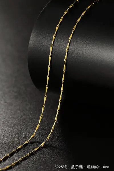 925 sterling silver necklace, thin chain, 18K gold plated - 9